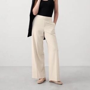 NWT Banana Republic Hayden Wide Leg Pant, Oyster Pearl, 10